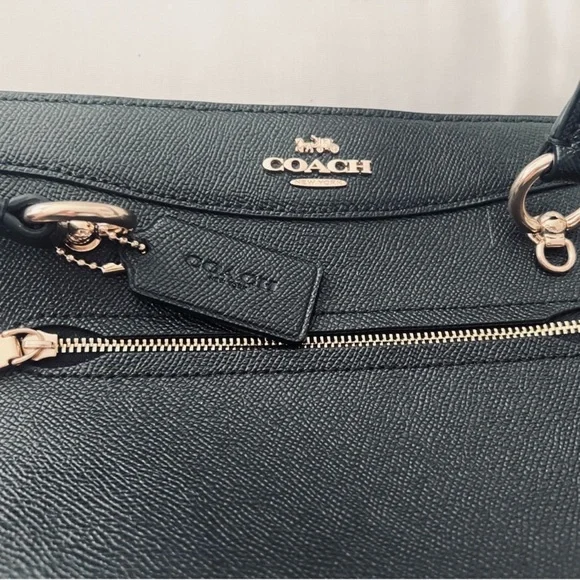 New Coach Black Leather Kailey Carryall purse bag Satchel $498 - Picture 6 of 7